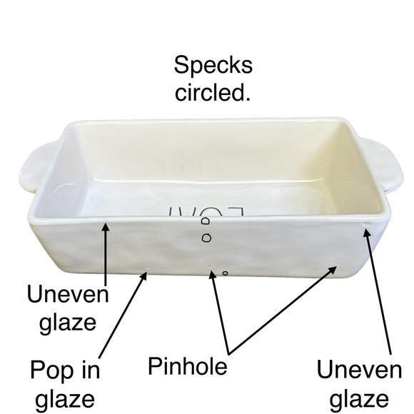 Rae Dunn LOAF Baking Dish Pan White Black Large Letters Dimples NWT 2017 OG - Picture 7 of 16